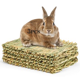 Sukh 3 PCS Rabbit Grass Mats - Hay Woven Bunny Rabbit Bad Cage Mats Pet Bedding Cooling Nesting for Hamster Bunny Chinchilla Guinea Pig Mouse Bird and Other Small Animals