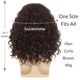 Miss U Hair 80s Men’s Rock Star Wig Middle Part Curly Brown Hair Funny Disco Costume Party Wigs