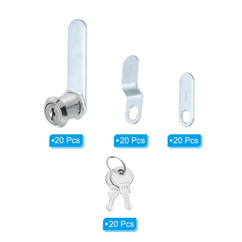 PATIKIL 1/8 Inch Cabinet Locks with Keys, 20 Pack Zinc