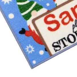 JVL Festive Christmas Machine Washable Indoor Doormat, Santa Stop Here, Blue, Size: 40x57cm Approx…