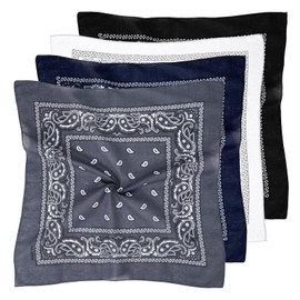 Bandana 4 Pack, Stylish Cotton Bandanas for Women and Men, 54 x 54 cm, Multi-Purpose Bandana Headbands, Square Head Scarf, Versatile Headwear for Sports Outdoor Activities