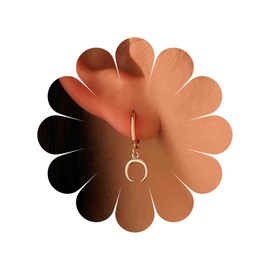 TseenYi Boho Moon Huggie Hoop Earrings Gold Moon Earrings Small Crescent Moon Drop Earrings Tiny Crescent Moon Huggie Earrings Jewelry for Women Girls Gifts, Silver