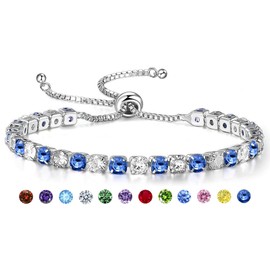 Buywis Tennis Bracelet for Women Birthstone Cubic Zirconia Bracelet Silver Silder Bracelet Birthday Jewellery Graduation Gifts December Birthstone