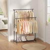 Calmootey Double Rods Clothes Garment Rack, Rolling Clothing Rack for