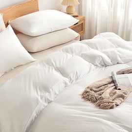 Sonive Jersey Knit Duvet Cover Set - 3 Pieces Ultra Soft, Breathable and Wrinkle-Free Comforter Cover with Zipper Closure and 8 Corner Ties, 1 Duvet Cover with 2 Pillow Shams(White, Queen)