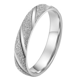 PAURO Women's 4 mm Stainless Steel Wedding Engagement Ring