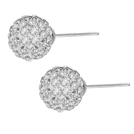 Hinvan 2 Pairs 925 Sterling Silver Earrings Hanging Drop Earrings Crystal Disco Ball Earrings Silver Stud Earrings Small Ball Hoop Earrings for Women Girls Women, small, Sterling Silver 925, Cubic
