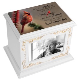 Cremation Urns for Human Ashes Adult Male or Female, Funeral Memorial Urns for Ashes with Photo Frame, Wooden Urns Box and Casket for Men Women, Burial Urn for Adults Up to 200 IBS