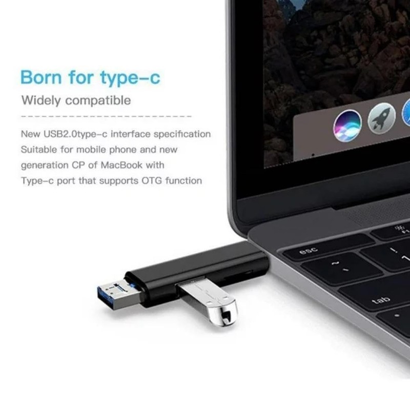 5 in 1 SD Card Reader, Dual Connector USB C