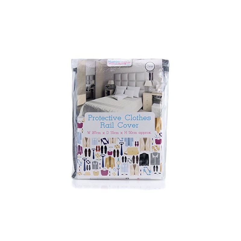 Hangerworld 6ft Clear Garment Rail Cover, Clothes Dust Protector Storage