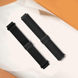 CUNUJIX Pack of 2 Braided Bracelet Replacement for Garmin Vivoactive 4S/Venu 3S/Venu 2S/Vivomove 3S, 18 mm Elastic Nylon Magnetic Clasp Replacement Strap for Garmin Forerunner 255S/265S Women Men,