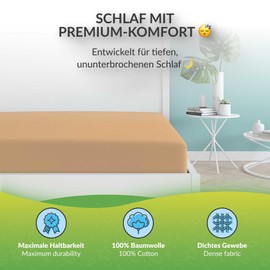 etérea Jersey 2er Set Spannbettlaken 60x120cm - 70x140cm Sand bis 15 cm Höhe - 100% Baumwolle Spannbetttuch Oekotex - Doppelpack Bettlaken 60x120 cm - 70x140 cm - Beige