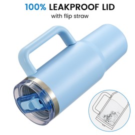 Muwnrol 30 oz Tumbler with Handle | Flip Straw Lid | Leakproof Design | Stainless Steel Insulated Cup | Double-Wall Vacuum Insulation for Hot & Cold (Glacier)