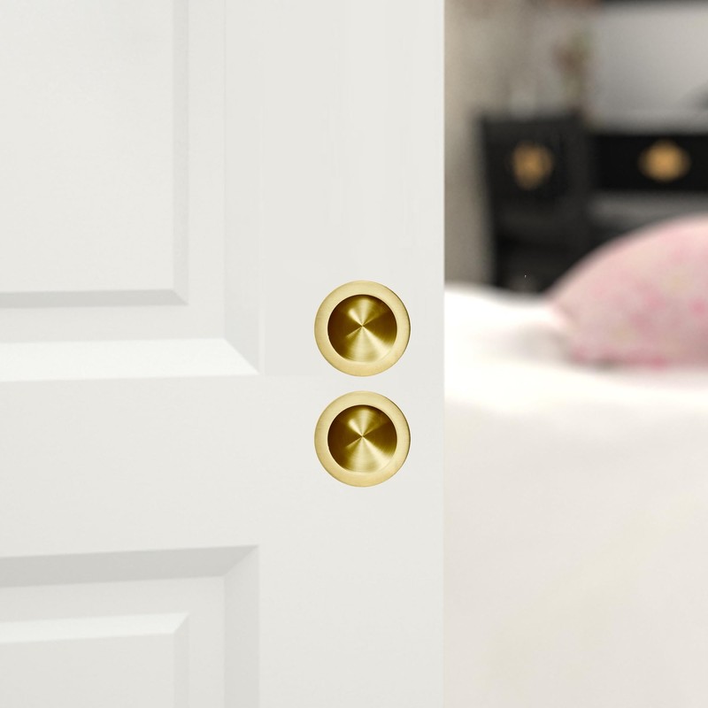 Kindoodos Recessed Pocket Door Pull Handles, Round Finger Flush Pulls