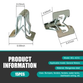 Neferta Pack-15 Car Interior Center Console Instrument Panel Fastening Buckle, Lift Gate Trim Finish Panel Retainer, A-Pillar U-Shaped Decorative Fastener Scuff Plate Clip, Universal for Car (Silver)