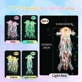 Jellyfish Decor, 8 Pcs Lanterns Set in 4 Colors. Ideal for Mermaid Birthday Decorations & Under The Sea Party Decorations. Adored by Women, Girls & Kids