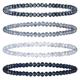Zoonvii Bracelet Crystal Beads Women's Multilayer Gemstone Bracelets Bohemian Fashion Jewellery Hand Accessories Best Gift for Women, Girlfriend, Wife, Mum, Friends, Platinum Alloy