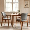 GOTMINSI Mid-Century Modern Linen Dining Chair with Arms, Solid Wood