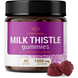 HERBAMAMA Milk Thistle Gummies - Silybum Marianum Herbal Supplement 60 Count, 60 Tablets, 1 Piece / HERBAMAMA 밀크시슬 구미젤리 - Silybum Marianum 허브 보충제 60개, 60정, 1개
