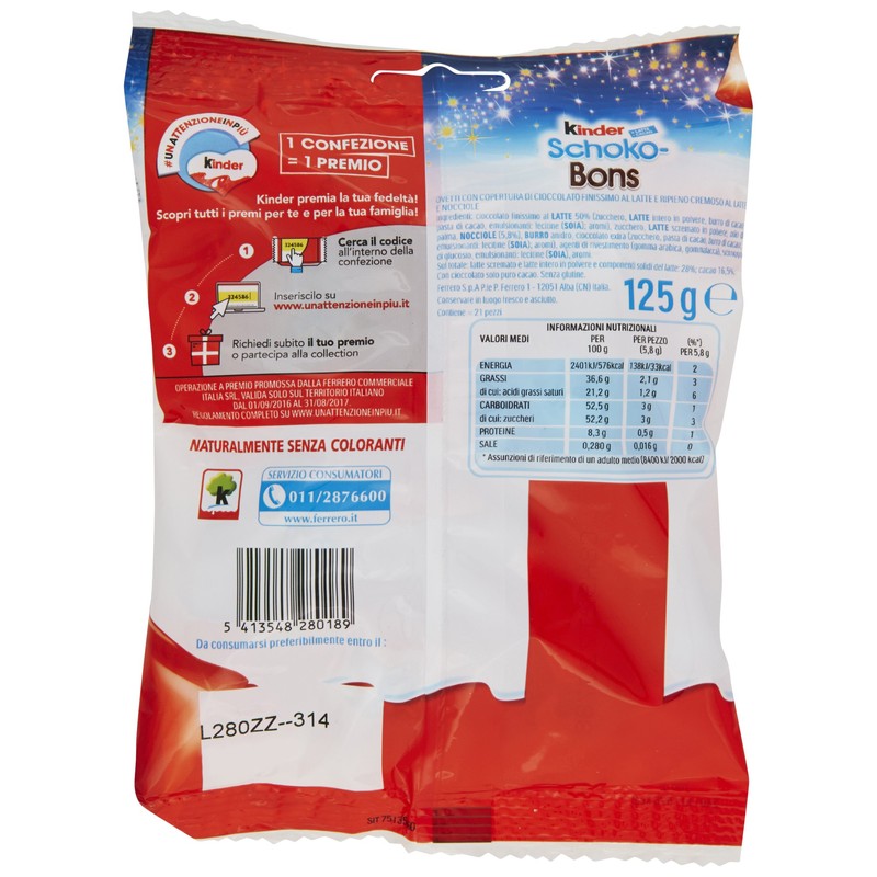 Kinder Schokobons - Milk Chocolate Bites with Hazelnut Filling, 4.4oz