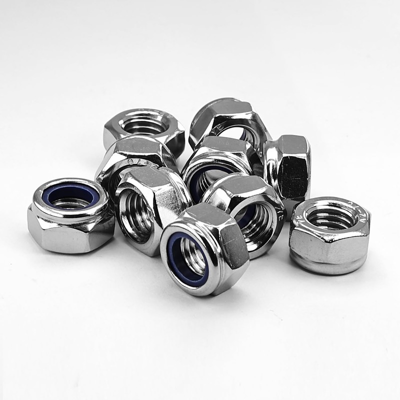 MINHER M10-1.5 Nylon Insert Locknuts,304 Stainless Steel Lock Nuts, Metric
