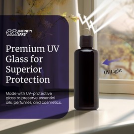 Infinity Jars Black Ultraviolet Glass Easy-Pour Screw-Top Bottle 100 ML(3.38 fl oz) Airtight Refillable Container with Neck Finish for Oil, Coffee, Spices, Perfumes -Black UV jars 3-Pack