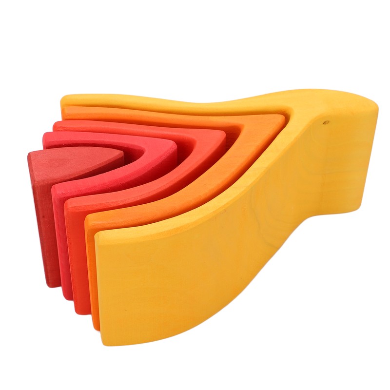 5pcs Fire Flame Element Stacking Toys Wooden Stacker Nesting Building