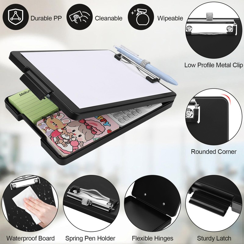Meiikun Small Clipboard with Storage, A5 Clipboards with Pen Holder,