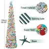 Warmiehomy 5ft/150cm Collapsible Christmas Tree Glittering Pencil Christmas Trees with