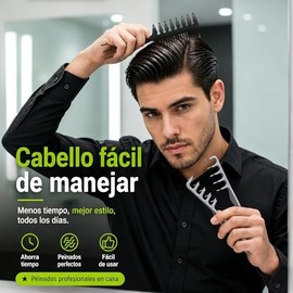 Peine Texturizador para Hombre 2 Piezas, Peine 2 en 1 y Peine Cola de Pez 3 en 1, Peine para Cabello Rizado con Dientes Anchos para Volumen y Estilo D