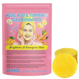 Premium Turmeric and Kojic Acid Pads for Clear Skin, 40pcs Vitamin C and B5 Infused Turmeric Kojic Acid Cleansing Pads, Face Pads for Radiant Skin