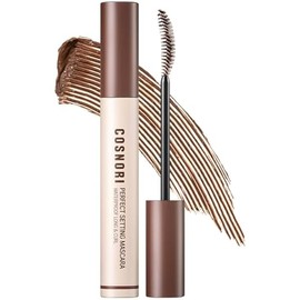 COSNORI Perfect Setting Waterproof Mascara Long&Curl 02 Cozy Brown – Long Lasting Smudge - Brown Mascara - Soft Definition for Blue & Green Eyes - K Beauty - 0.23fl oz (7ml)
