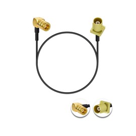 Vecys Fakra Curry Male Code K to SMB Female Right Angle Adapter Cable RG174 12 in / 30 cm Compatible with Car Vehicle Radio Stereo Receiver Tuner
