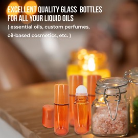 Roll on Empty Refillable 30 Ml Glass Bottles - Present Your Essential or Fragrance Oils in an Elegant Bottles - Durable Glass Material in Affordable Price Bottles - Romeriza.inc (12 Pack, Orange)