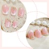 Pink French Tip Press on Nails Short Nude Nails Fake