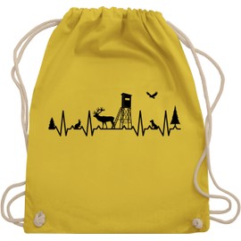 Shirtracer Turnbeutel Rucksack - Taschen - Jäger Herzschlag Jagd EKG Linie Jagen I Jägergeschenk I Jagd Geschenk Jagdliebe Geschenke Jägerinnen Geschenke Jägerin - Unisize - Gelb