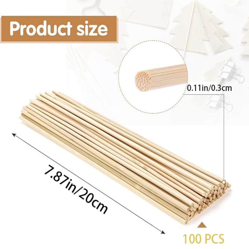 Bamboo Dowel Rods，Dowel Rods Wooden Dowels Craft Wood Sticks Unfinished