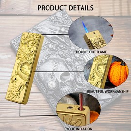 QFECT Dragon Torch Lighter - Jet Flame, Cool, Refillable Butane Gas, Gold, Ideal for Outdoor Events, Birthday, Candles, Gifts
