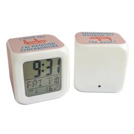 Fabulous Pink Cube Alarm Clock with Lighting - J'Peux Pas J'Ai Swimming Synchronised Pool - 7.8 x 7.8 x 7.8 cm - Retro Lighting Multicolour LED