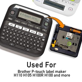kamo 8 x tapes compatible with Brother P-touch 12 mm 0.47 label tapes TZe-231 TZe231 TZ-231 laminated white for labelling machine PT-P300BT PT-H100R PT-H110 PT-H110 PT-P700 PT-D410 PT-H200