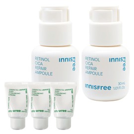 Innisfree Retinol Cica Trace Ampoule 30ml+30ml+Hyaluronic Acid Cream 15mlx3 / 이니스프리 레티놀 시카 흔적 앰플 30ml+30ml+히알루론산 크림15mlx3개