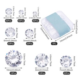 Pandahall 230Pcs Grade A Round Faceted Clear Cubic Zirconia Stone Cabochons 8 Size 2.5-10mm Pointed Back Mini Crystal Rhinestone CZ Diamond Gems for Nail Art Crafts Wedding Bridal Decor