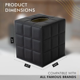 Luxury 5 Star Hotel Style Tissue Box Cover - Sturdy and Stylish Tissue Box Holder with a Custom Height and Modern PU Leather Exterior, 13.5x13.5x15cm - Camel