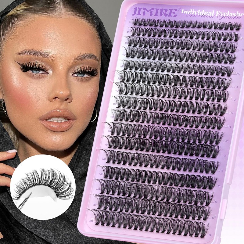 JIMIRE 320Pcs Individual Eyelashes DIY Eyelash Extenison 30D+40D Lash Clusters