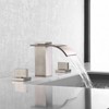 Waterfall Widespread Bathroom Faucet Brushed Nickel, 3 Hole 8 Inch