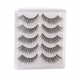 viiviiRose'e Faux Eyelashes, Black Superfine Cotton Band, Soft Cat Eye, 5 Pairs with Portable Boxes,White (FF7)
