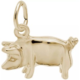 Rembrandt Gold-Plated Sterling Silver Curly Tail Pig Charm by Rembrandt