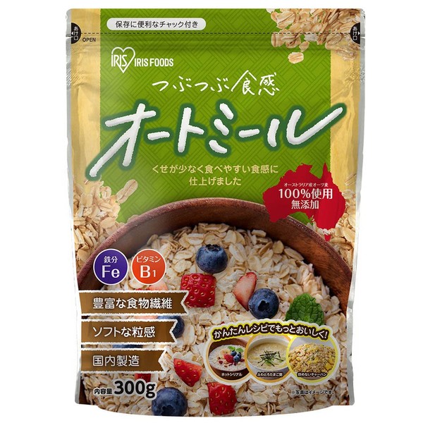 アイリスオーヤマ オートミール インスタントオーツ 非常食 防災食 300g 約10食