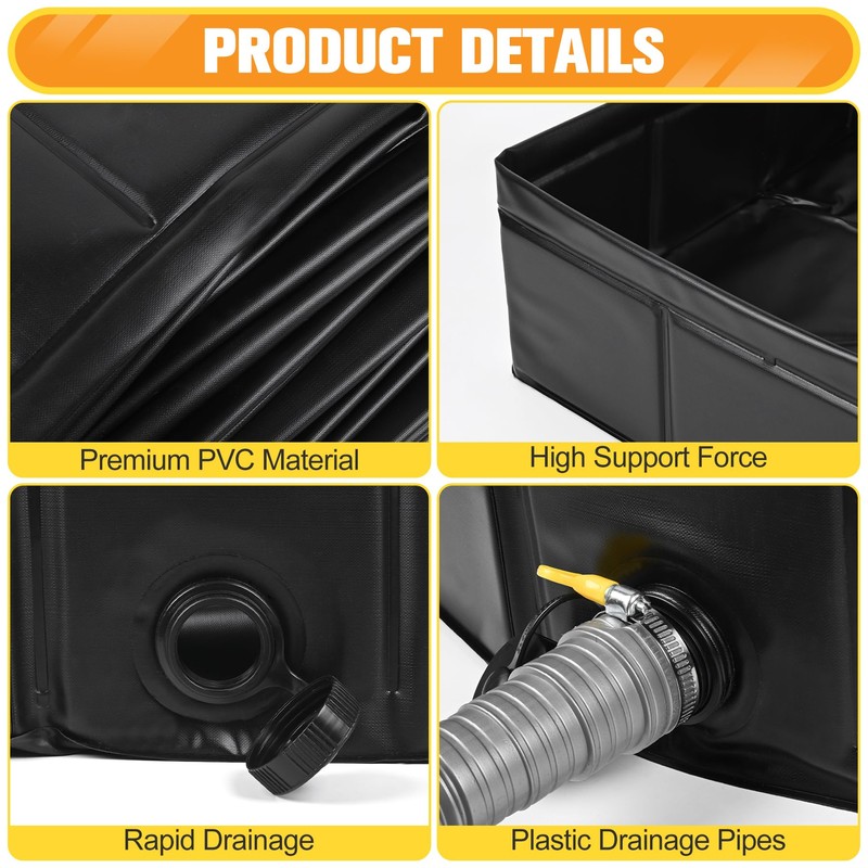 Upgraded Portable Shower Pan 41"x41"x5" - Heavy-Duty Non-Slip Base with