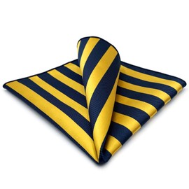 S&W SHLAX&WING Men's Pocket Square Yellow Royal Blue Stripe Accessories, multicolor